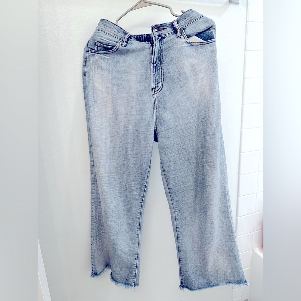 Light blue wide leg high waisted jean